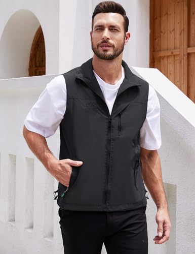 Gihuo Men's Lightweight Softshell Sleeveless Golf Vest with Zipper Pockets for Travel Hiking Fishing Safari Outwear3