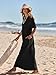 MEROKEETY Women's 2025 Summer Maxi Dress Casual Short Sleeve Beach Vacation Crewneck Basic Long T Shirt Dresses, Black, Medium