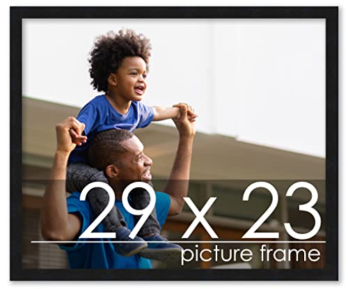 Poster Palooza 29x23 Contemporary Black Complete Wood Picture Frame with UV Acrylic Plexiglass, Foam Board Backing & Hardware Included