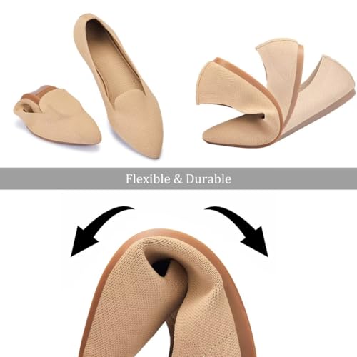 Image of Frank Mully Women's Casual Loafer Flats Slip On Loafer Shoes Comfortable Knit Flat Shoes Classics Pointy Toe Loafer Flats,for Work,Travel