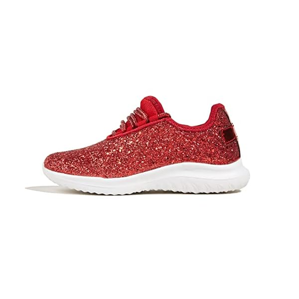 K KIP WOK Girls Glitter Sneakers Sparkle Slip On Walking Shoes for Kids/Children Breathable Running Sneakers