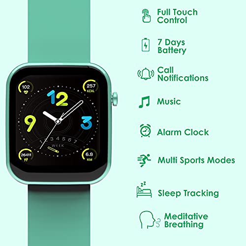 Image of Probus P15 Full Touch Smart Watch 1.69 inch Industry Leading Display With 7 Days Battery Life, IP67 Water Resistant ,Blood Oxygen and Heart Rate Monitor, Sleep & Step Tracker, Smart Notification And Multiple Watch Faces(Green)