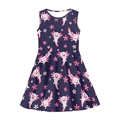 Causal A Line High Waist Twirly Swing Tank Dress Unique Adorable Sundress Fit Girls for 3-16 Years Old