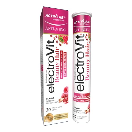 Activlab Pharma Elektrolyte - Brausetabletten mit MSM Biotin Zink Kupfer - Hydratation bei brüchigem Haar - 20 Tabletten Himbeere Granatapfel ElectroVit Beauty Hair
