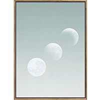 SIGNWIN Framed Canvas Wall Art Pastel Green Sky with Full Moon Nature Clouds Photography Modern Art Contemporary Relax/Calm for Living Room, Bedroom, Office - 16
