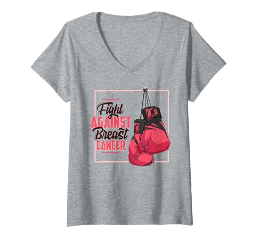 Damen Fight Against Breast Cancer Brustkrebs T-Shirt mit V-Ausschnitt
