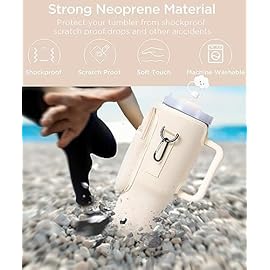 dabria Water Bottle Carrier Bag with Phone Pocket for Stanley 40/30 oz Tumbler Neoprene Water Bottle Holder Pouch with Adjustable Strap Bollus with Straw Cover & Carabiner for Stanley Cup Accessories