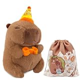 Ourdort Peluche Capibara, 25cm Peluche de Capybara Capibara con Mochila Tortuga, Simulación Capybara, Carpincho Suave de Felpa para Cumpleaños Regalo para niñas y niños
