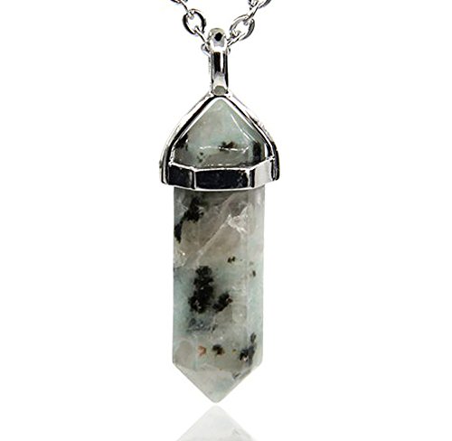 Natural Gemstone Hexagonal Pointed Reiki Chakra Pendant Necklace 19 Inch