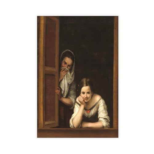 Impression sur toile « Two Women at A Window » Bartolome Esteban Murillo Décoration Murale 30x45