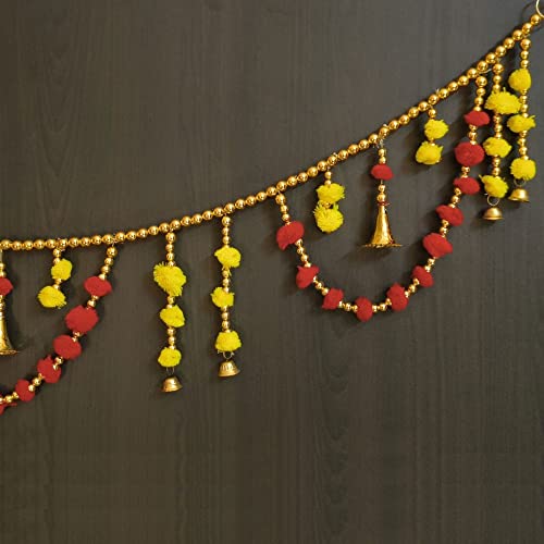 Image of Handmade Door Hanging Round Moti Style Bandarwal Toran (TMR-04) -Diwali New Year Inauguration Wedding Festival Home Decor Pooja (40 Inch X 6 Inch)