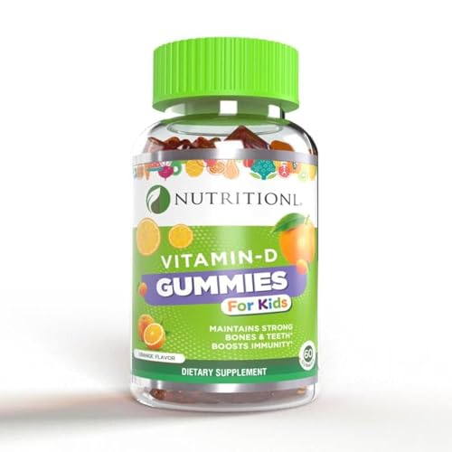 Nutritionl Vitamin D Kids Gummies | To Maintains Strong Bones & Teeth | Helps Boost Immunity | Calcium Absorption | Orange Flavor | 60-Gummies