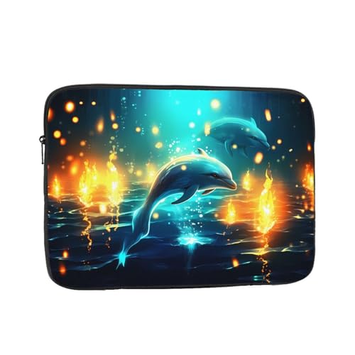 Dolphin'S Fun Ocean Laptop Sleeve Case 15 Inch Suitable For Notebook Computer Tablet Traveling Carrying Simple Case