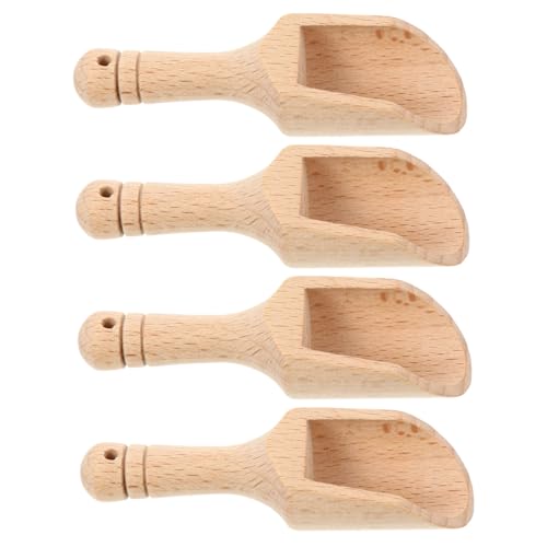 OKUMEYR 4pcs Wooden Tea Scoop Beech Tea Spoons for Powder and Condiments Essential Kitchen Accessories for Home Office