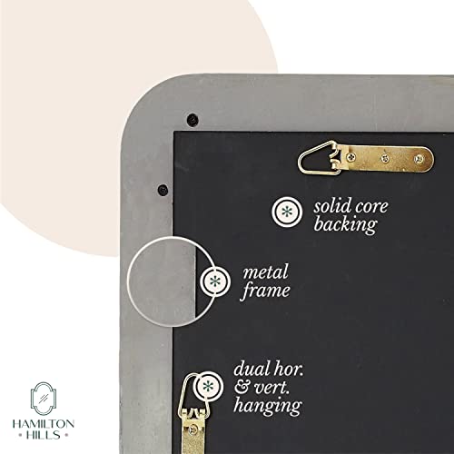 Hamilton Hills 22" x 30" Contemporary Metal Gold Framed Brushed Rectangular Wall Mirror | Glass Panel Rounded Corner Deep Set Design |Bedroom, Bathroom Mirrored Rectangle Hangs Horizontal or Vertical - Thumbnail 5