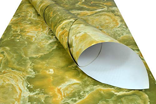 Image of Self Adhesive Wallpaper Waterproof Old Furniture Vinyl Stickers Wooden Door Wardrobe Desktop PVC Wall Papers (24 * 120 inch, Golden Marble)