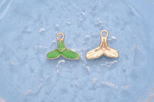Image of Pack of 80 Mermaid Tail Enamel Charms Gold Plated Colored Pendants Hawaii Style Accessories for Necklace Bracelet Jewelry Making DIY Crafting