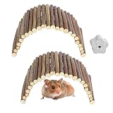 GZRXIOUS 2er Weidenbrücke, 23 X 12 cm Hamster Brücke Spielzeug Natürliches Zwerghamster Zubehör Holz Meerschweinchen Spielzeug Hasen Ratten Zubehör Nagerbrücke für Hamster, Kaninchen