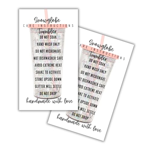 Tarjeta de instrucciones para vaso de globo de nieve de 2x3.5 pulgadas pack de 50 unidades para tazas