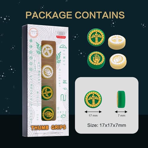 Joyzzz Switch Thumb Grip Caps, 4 Pcs Silicone Joystick Grips Button Covers, Sweat Resistant Thumb Grip Caps, Joystick Cap for Nintendo Switch, Switch Oled, Switch Lite Limited Edition (Green+Yellow)