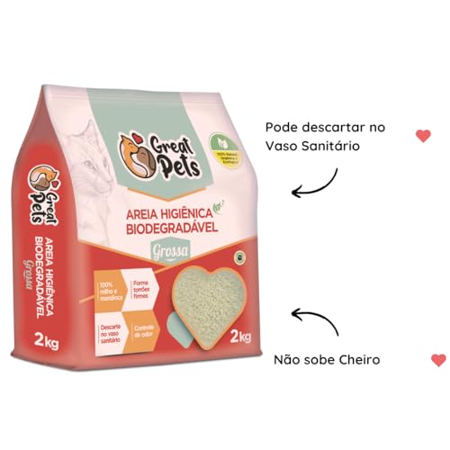 KIT 2 Areias Para Gatos Biodegradavel Mandioca Milho Fina Grossa 4kg (FINA + GROSSA)