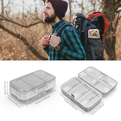 Image of FYY Travel Pill Organizer, Large Weekly Medicine Pill Organizer-Grey