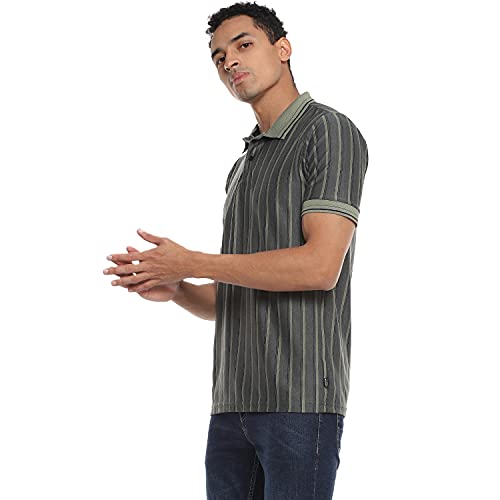 Image of Campus Sutra Men Striped Stylish Casual Polo T-Shirt