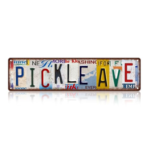 Vintage Pickle Ave Wall Decor Street Signs Metal Tin Signs 16 x 4 Inches