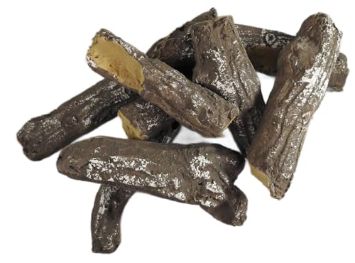 The Stove Wizard Brown Ceramic Fibre Log Set – 8-Piece Replacement Logs for Gas Fire, LPG, Electric Fireplace & Bio Ethanol Burner – Heat-Resistant Fuel Effect