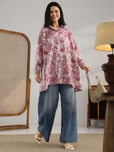 Image of Libas Printed Cotton A Line Kurti Suit