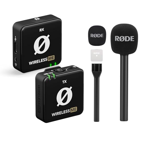 RØDE Wireless ME Système de Microphone sans Fil Ultra-Compact avec Microphones intégrés, Technologie GainAssist et portée de 100m & Interview GO - Adaptateur de Micro-Main pour Le Wireless GO
