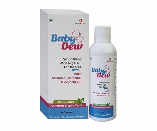 Baby Dew Smoothing Massage Oil for Babies with Sesame, Almond & Jojoba Oil | Lightweight Baby Body Massage Oil for Daily Care | Non-Sticky Formula | Suitable for Babies 0-5 Years | 200 ml-picture-10