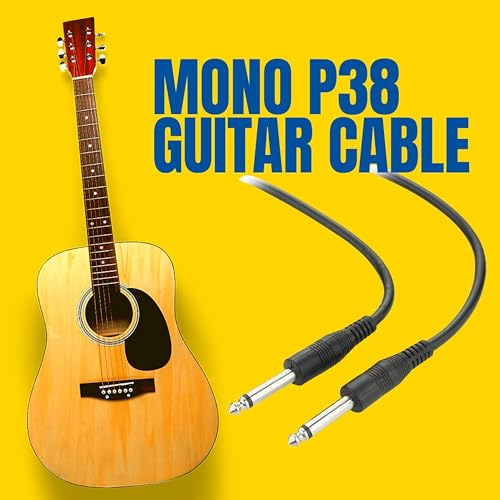 Image of 3m P38 Mono Male to Male Audio Cable - 6.35mm (1 /4 inch) Guitar Cable Mono Jack Plugs For Amps, Pedals & Instrument.