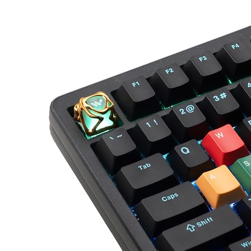 Image of dagaladoo Metal Translucent 1U Keycaps for Mechanical Keyboard,Transparent Keyboard caps Shine Through, 1U Gold Clear Key caps Replacement for RGB mx Key Cap(only one keycap)