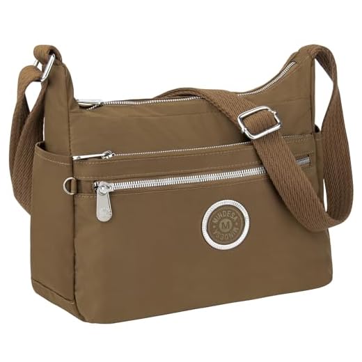 NEWIROVE Sac Bandoulière Femme Grand, Léger Sac à Main Bandoulière en Nylon Impermeable Messager avec Bandoulieres Réglable et Multi-Poches pour Voyage École Achats. Café