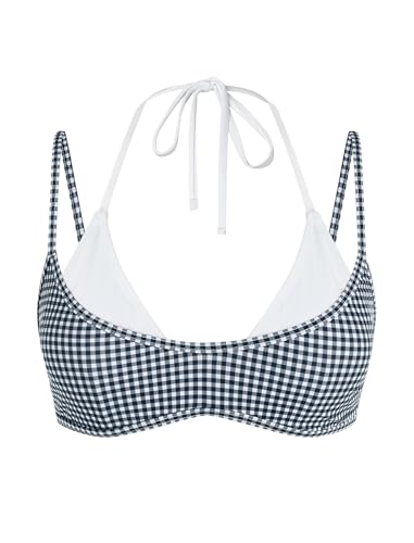 Image of ZAFUL Women's Polka Dot Bikini Tops Double Layer Halter Swimsuit Top Color Block Bathing Suit Top Only