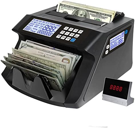 Khippus PRO-4700 Money Counter Machine, Professional Cash Counting, Counts Value of Sorted Bills, Counterfeit Bill Detector UV/IR/MG/MT/DD/HLF/CHN, Three Large Displays, Add Batch Count Modes
