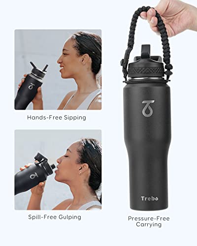 Trebo Botella de Agua Aislada 32 oz que Cabe en Portavasos de Auto con 2 Tapas miniatura 4