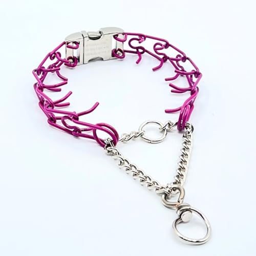 Kimberland Collars Buckle 2.25mm Stainless Dog Training Collar for Large Breeds | 16” Prong Collar for Dogs 26lbs & Up | No-Pull Collar | Behavior Aid | Fuchsia Pink