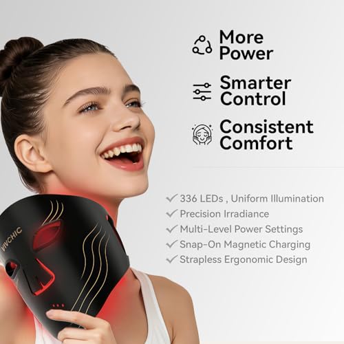 Red Light Therapy for Face – 4 Wavelengths Red Light Mask(660nm Red, 850nm NIR, Blue, Yellow), 84 LEDs, Wireless 2000mAh Charging, Multiple Light Modes – Anti-Aging & Brightening(Black) - Image 7