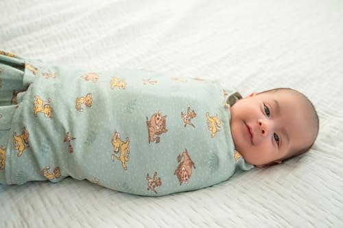 Image of HALO 100% Cotton Sleepsack Swaddle, 3-Way Adjustable Wearable Blanket, Newborn, TOG 1.5, Lion King Friends