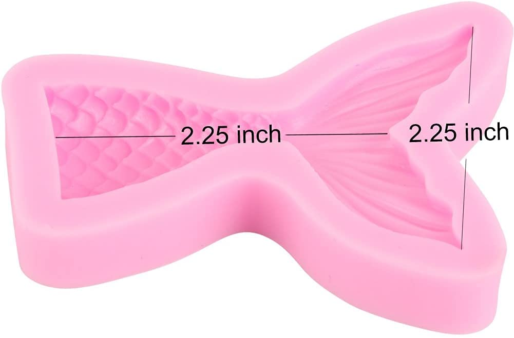First Try Silicone Mermaid Tail Mold Baking Cake Decoration Jelly Sugar Craft Chocolate Fondant Gumpaste Pastry Clay Candy Making Ice Cube Tray Soap Molds Large and Small Set of 2 3