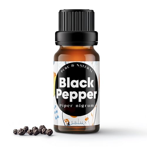 Image of Esslux Black Pepper Essential Oil - 100% Pure Natural Black Pepper Oil for Aromatherapy, Diffuser & Skin | Spicy, Warm Aroma Ideal for Massage & Soap Making - Therapeutic Grade - 10 ML