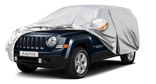 Image of Kayme 6 Layers SUV Car Cover Custom Fit for Jeep Patriot (2007-2017) Waterproof All Weather for Automobiles, Outdoor Full Cover Rain Sun UV Protection.Silver