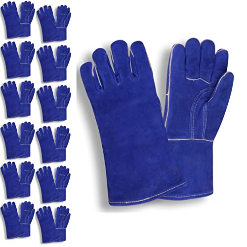 Cordova 7610 Select Shoulder Leather Welder Gloves, Reinforced Palm, Straight Thumb, Aramid Sewn, Full Sock Lining with Foam, Blue, Large, 12-Pack Bulk Welder's Gloves