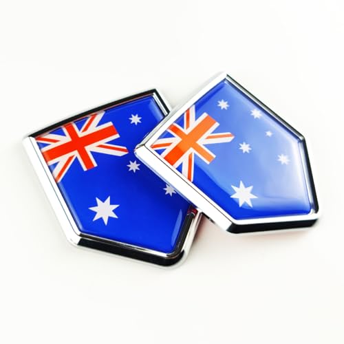 Image of Newperlite Australia Flag Decal Sticker Car Emblem Australian Flag Car Decoration Accessories Chrome Shield for Truck Vehicles Cars, 2 Pack