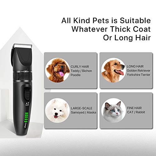 RegeMoudal Dog Clippers Professional Dog Grooming Kit Cordless Pet Grooming Clippers Quiet Dog Trimmer Rechargeable Pet Hair Clippers with 4 Comb Guides, 1 Nail Clippers for Thick Coats Dogs Cats Pets - Thumbnail 7