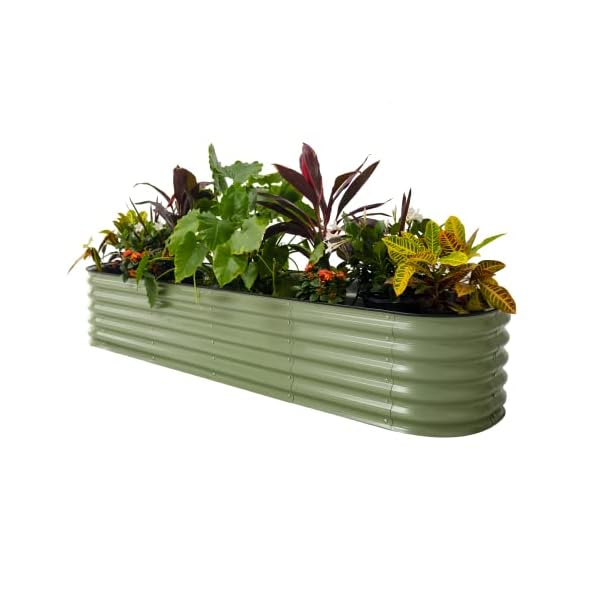 Vego garden Raised Garden Bed Kits, 17" Tall 9 in 1 8ft X 2ft Metal Raised Planter Bed for Vegetables Flowers Ground Planter Box-Olive Green