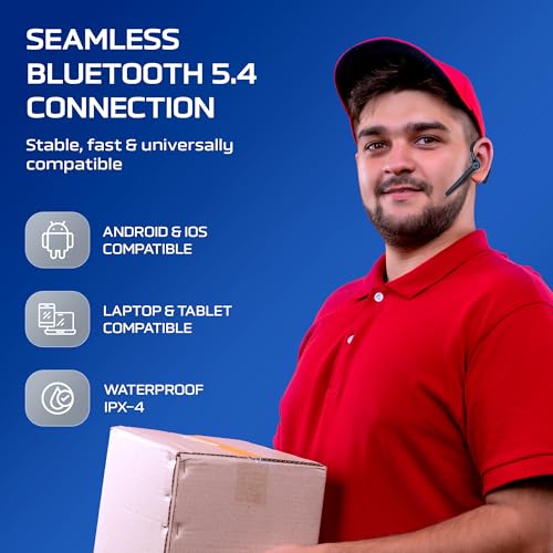 Image of Philips Trucker Bluetooth Earpiece, Wireless Bluetooth Headset with Mic, 400mAh Charging Case with LED Display, All-Day Extended Talktime, Built-in Mic for Hands-Free Calling, Designed for Office Work