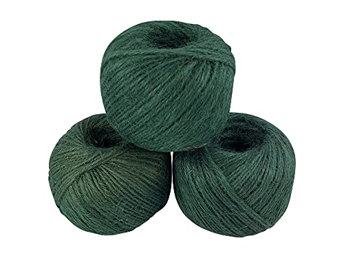 Green Jute Garden Twine - Triple Pack - 3 x 125m balls of Garden Twine - Garden String for Gardening, Floristry and Bundling, Total 360m/1181ft